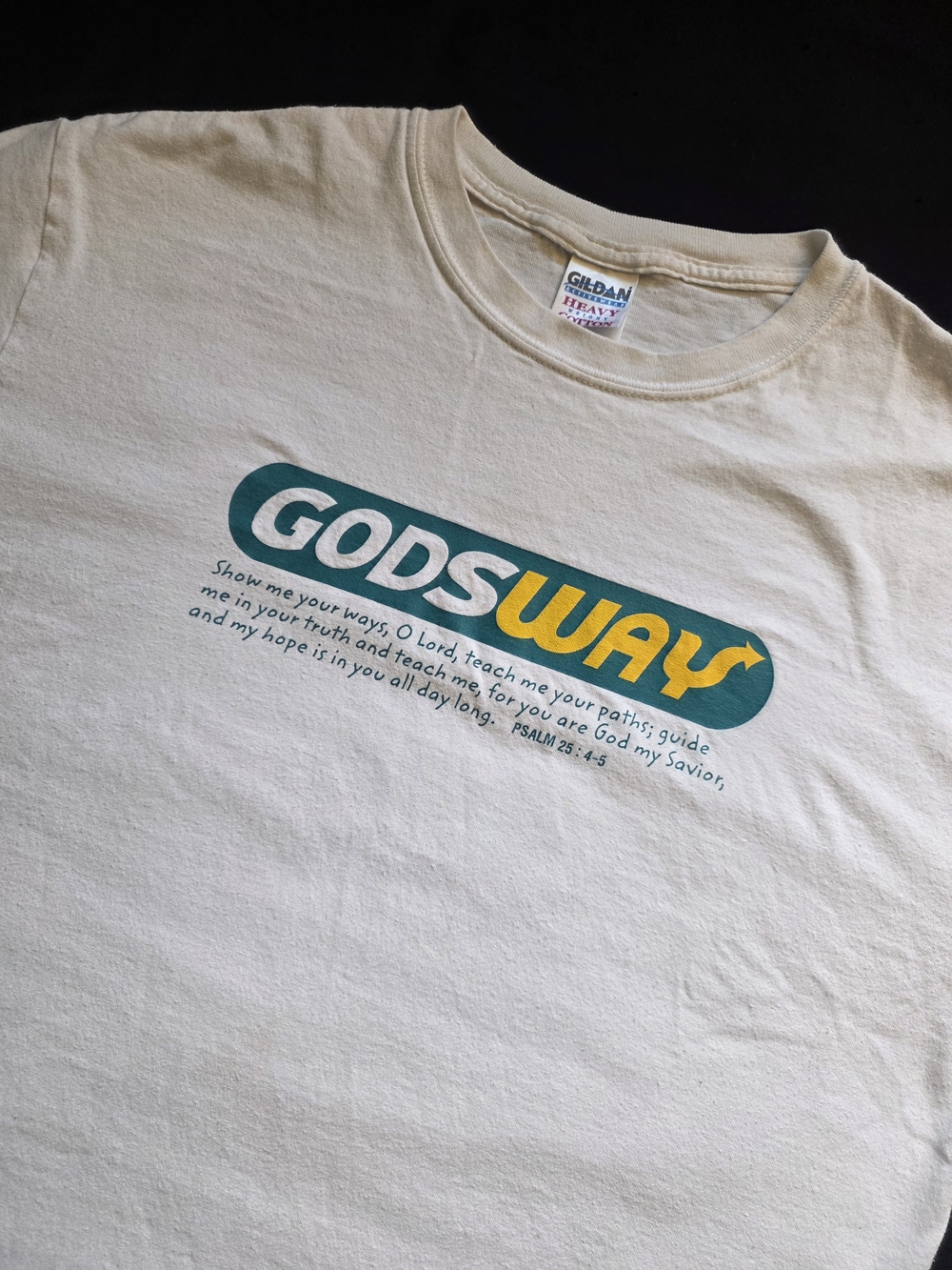Gildan Graphic Short Sleeve 'GODSWAY' Tee Y2K Religion Church Bible Verse VTG